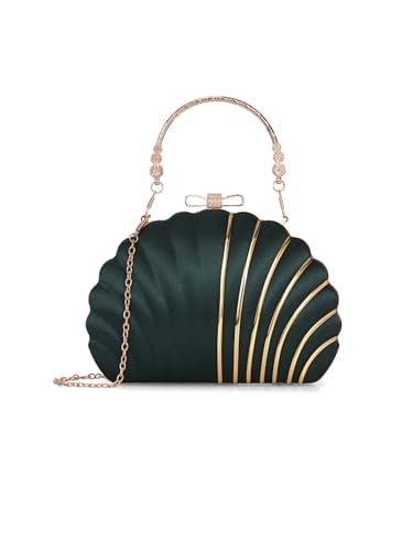 TOOBA Women's Synthetic Green Handicraft Beautiful Bling Box Clutch Bag for Wedding, Banquet, Gift Family, & Friends