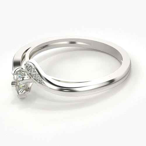 VALANOVA Sterling Silver & Certified Lab Grown Diamond 0.15cts | Ring For Women/Girls | Stylish & Elegant | VGR0146 | Ring Size: 10