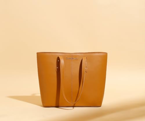 LOUIS STITCH Stylish Tan Tote Bag for Women | Ladies Oversized Shopper Tote Handbag with Zipper for Travel, College | LDB-VF1005-TOTTN