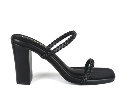 LOUIS STITCH Women's Fashion Slip-On Block Heel Sandals | Open Toe Black Stylish Mule Heel Sandal for Ladies | LSOF-LDBH-WEVSTJB| (UK-6)