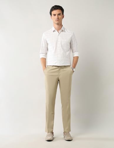 Arrow Men's Checkered Slim Fit Shirt (ARAEOSH2465_Off White