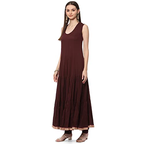 BIBA WOMEN EMBROIDERY LAYERED SALWAR KURTA DUPATTA(SKD8281_WINE_32)