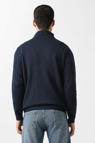 Men Navy Solid Round Neck Sweater