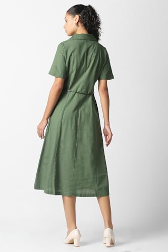 Women Olive Solid Formal Dress