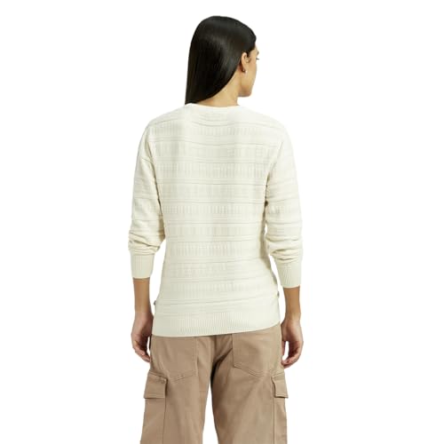 Levi's Women's Self Design Off-White Round Neck Sweater