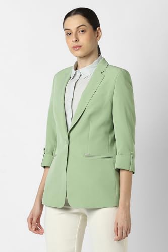 Women Green Solid Blazer