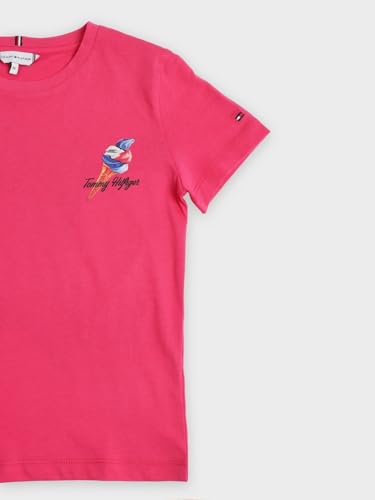 Girls Graphic Regular Fit Cotton T-Shirt Pink