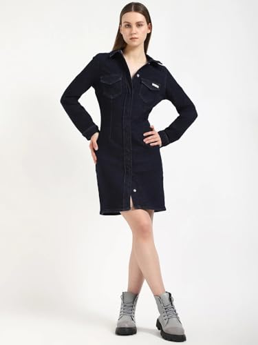 Cotton Spread Collar Denim Dress