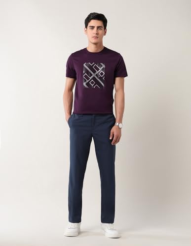 Arrow New York Men's Regular Fit T-Shirt (ANAJTS3126_Dark Purple