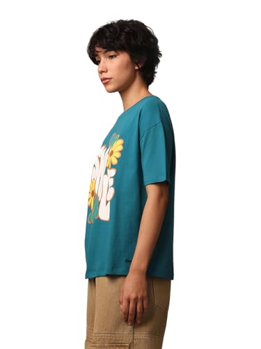ONLY Women's Boxy Fit Blue T-Shirt