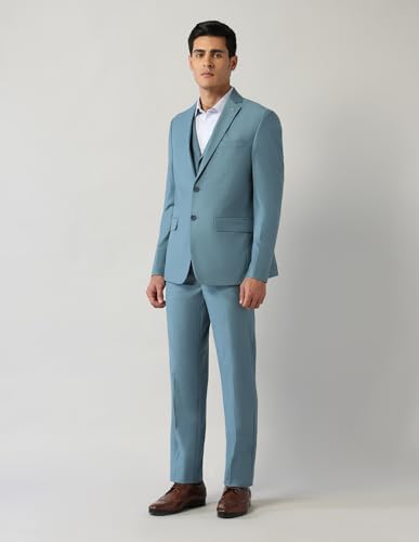 Arrow Men's Polyester Business Suit Pants Set (ARAJSU5532_Blue