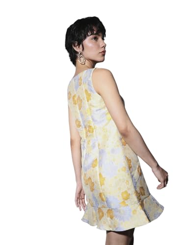 ONLY Women's Floral Print Regular Fit Yellow Dress