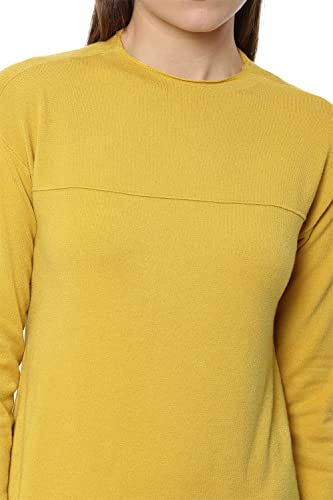 Van Heusen Women's Polyester Blend T-Shirt Above The Knee Dress (VWFDFRGFK43192_Yellow_M)