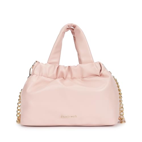 Fastrack Ruched Sling Bag for Women | Compact Faux Leather Crossbody with Detachable Chain Strap, Magnet Closure and Inner Pockets | Minimalist Everyday Sling for Casual and Evening Looks