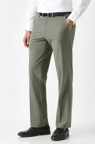 Men Olive Solid Trousers