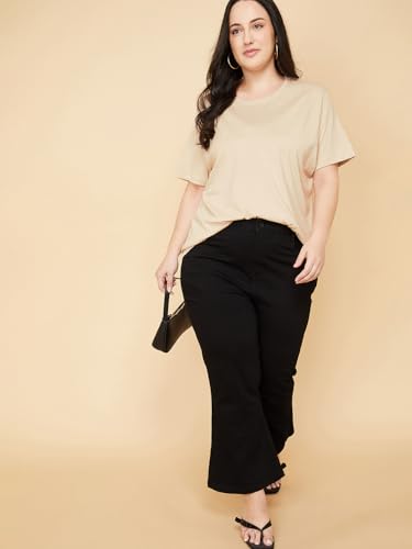 Max Women Solid T-Shirt (Beige_6XL)