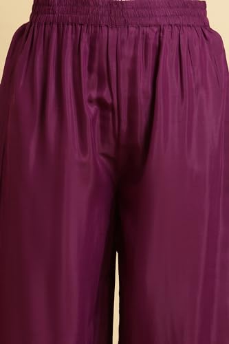 W for Woman Purple Anarkali Festive Kurta, Parallel Pants and Dupatta Set_24AUWS19526-220316_2XL
