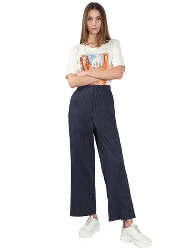 VERO MODA Women's Flared High-Rise Navy Pants