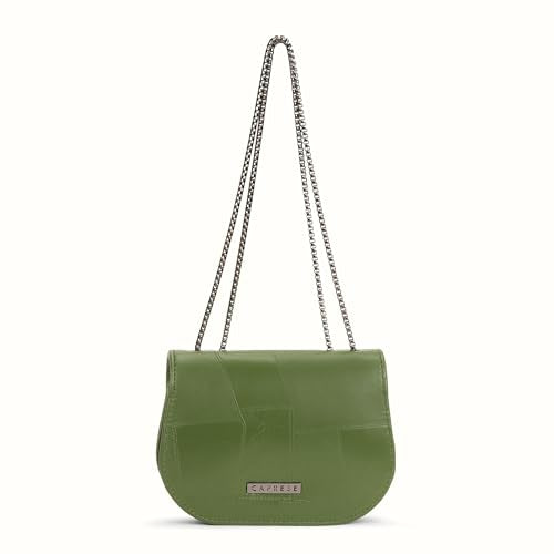 Caprese Edema Medium Sling Bag for Women with Adjustable Strap for Comfortable Wear | Flap with Magnetic Button Closure | Versatile Handbag for Everyday Use, Travel, & Special Occasions (Bottle Green)
