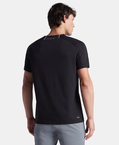 Jockey MV02 Men's Super Combed Cotton Blend Graphic Printed Round Neck Half Sleeve T-Shirt with Stay Fresh Treatment_Black_S