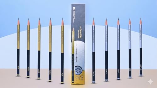 Premium Black & Silver Engraved HB Pencils | Customised School Pencil Set | Birthday Return Gift | Luxury Wooden Pencils | Kids Personalised Gift (20 Pcs)