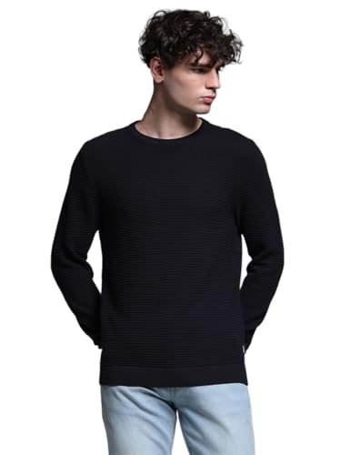 Jack & Jones Men Slim Fit Navy Blue Sweater