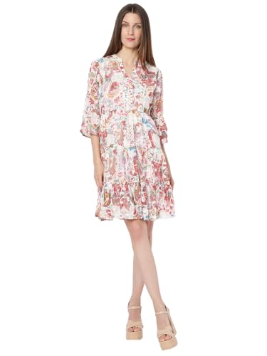 VERO MODA Women's Fit and Flare Multicolor Dress