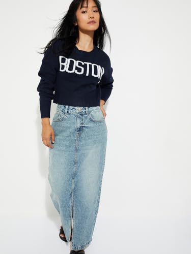 Max Alaya F x URB_N Knit Crop Sweater (Blue_M)