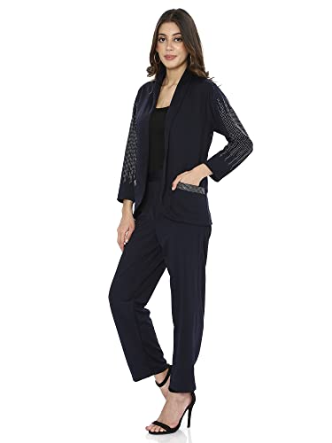 HAUTEMODA Women Blazer and Trouser Co-ord Set (XXL, Black)