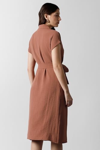 Women Brown Solid Knee Length Formal Dress