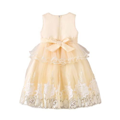 Hopscotch Baby Girls Knee Length Party Dresses in Cream Color For Ages (18-24 Months)