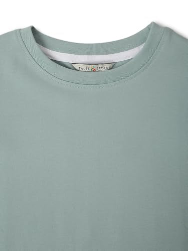 Tales & Stories Girls Cotton T-Shirt – Aqua Printed Full Sleeve Round Neck Casual Tee – Regular Fit, Pull-On Style, Machine Washable 550928 1-2 Years