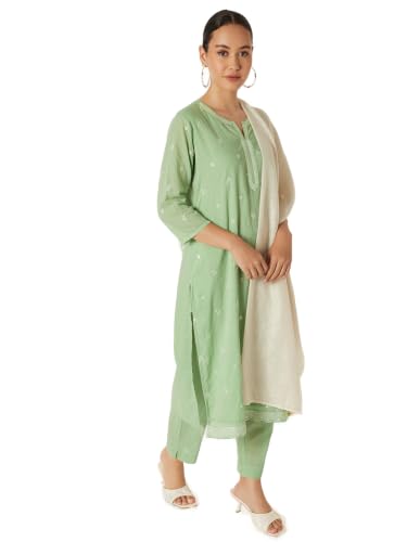Max Women Embroidered Straight Kurta Set(Green_XXL)