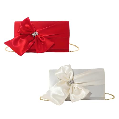 CALANDIS™ Bow Clutch Purse Women Evening Bag Crossbody Bag for Prom Graduation Banquet Red | Womens Handbags & Bags