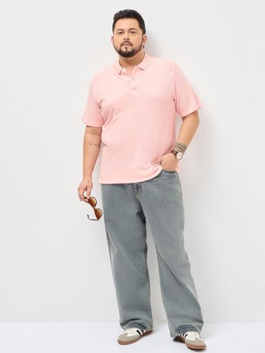 Urbano Plus Men's Dusty Pink Solid Regular Fit Half Sleeve Cotton Polo T-Shirt (pluspolosolp-01-dpink-4xl)