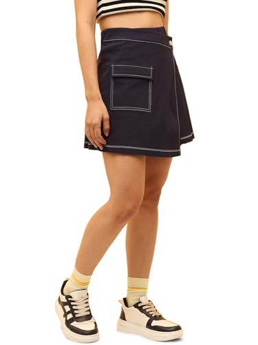 ONLY Women Wrap High-Rise Navy Skirt