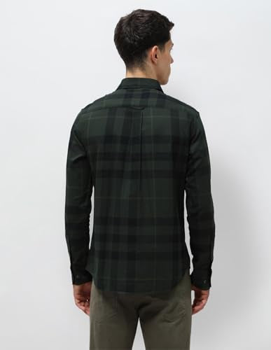 U.S.Polo ASSN. Men's Checkered Tailored Fit Shirt (USSHT2959_Olive