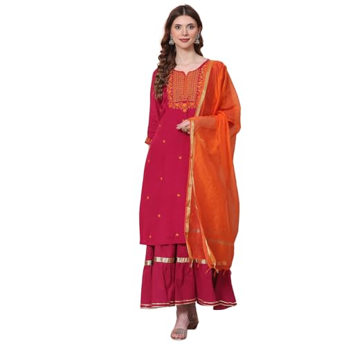 Rangriti Women Viscose Solid Suit Set (RSKASSORTED15445AW21PNK_Pink