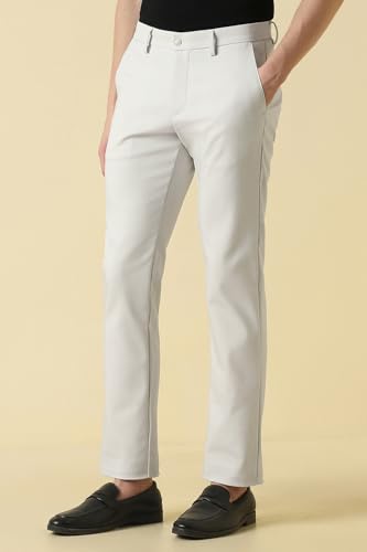 Men White Solid Casual Trousers