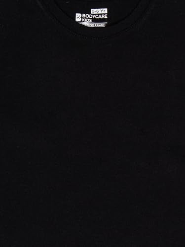 BODYCARE Girls Round Neck Half Sleeves Solid Tshirt - Black