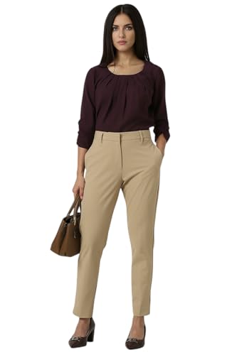 Van Heusen Women's Regular Casual Pants (VWTFFRGPV68610_Beige