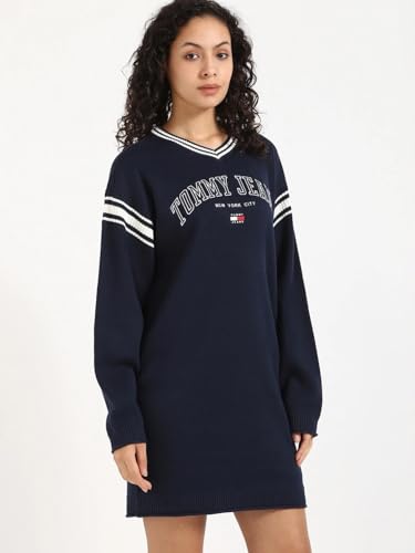 Cotton V-Neck Sweater Dress
