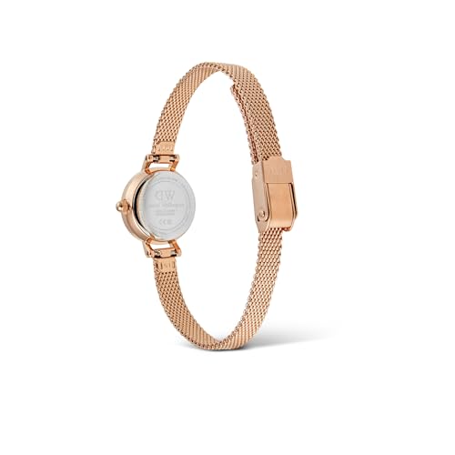 Daniel Wellington Petite Analog Watch for Women with White Round Dial & Rose Gold Stainless Steel Bracelet Band Water Resistant Women's Wrist Watches - DW00100744K