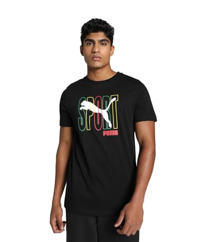 Puma Men's Graphic Print Slim Fit T-Shirt (680847_Black