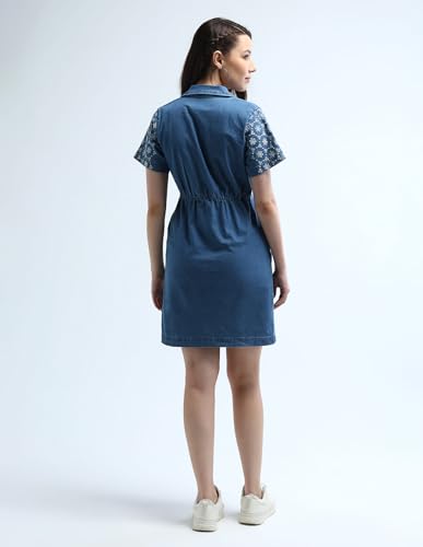 U.S. POLO ASSN. Embroidered Chambray Washed Dress (UWAW24DRS140_Blue_L)