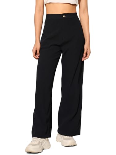 ONLY Women Regular Fit High-Rise Black Pants