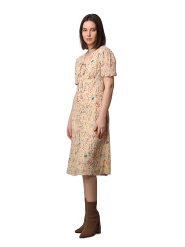 ONLY Women Printed Regular Fit Casual Beige Midi Dress
