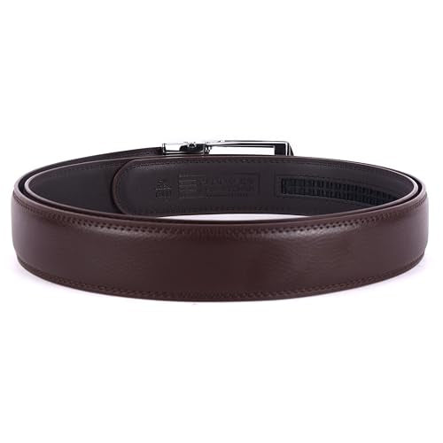 HAMMONDS FLYCATCHER Genuine Leather Belt for Men - Perfect for Formal and Casual Wear - Adjustable Waistband up to 46 Inches - Autolock Belt for Formal and Casual Wear - Nickel Brown