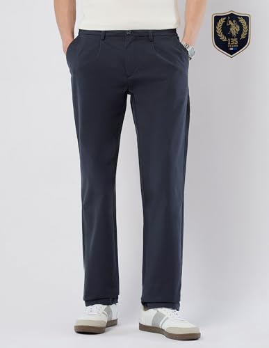 U.S.Polo Association Men's Mid Rise Riley Straight Fit Trousers (USTRO044R_Navy_30)