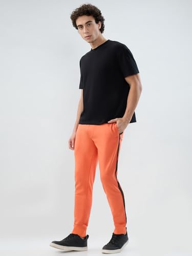 Park Avenue Men Slim Fit Solid Pattern Cotton Polyester Blend Flat Front Casual Jogger Pant